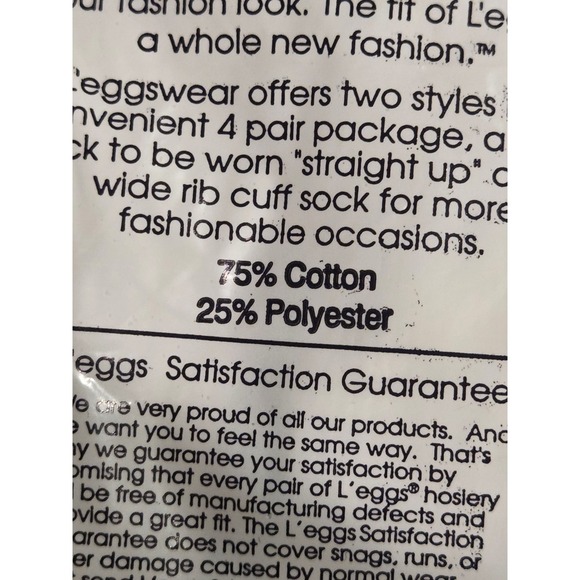 NOS Vtg Leggs Wear Basic Sox 2 Cuffed & 2 Crew Socks One Size 4 Pair Total USA - Picture 9 of 11